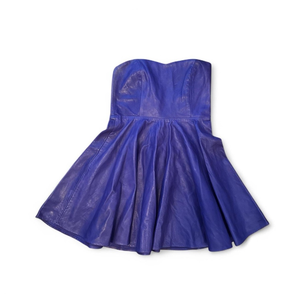 NEW Boulee Hailey Midnight Purple 80s Faux Vegan Leather Cocktail Dress — SMALL